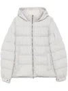 Peserico Hooded Zipper Down Jacket In Grey