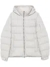 Peserico Hooded Zipper Down Jacket In White