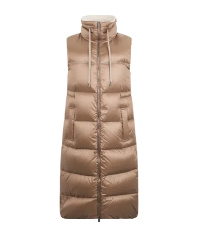 Peserico Padded Long Waistcoat In Braun