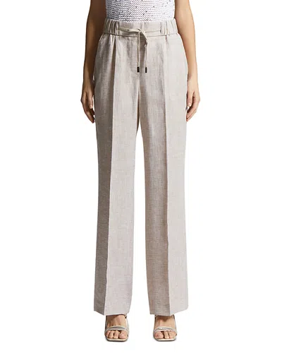 Peserico Palazzo Linen Pants In Cappuccino