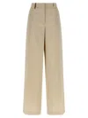 Peserico High Waist Wide Leg Trousers With Pockets In Neutral