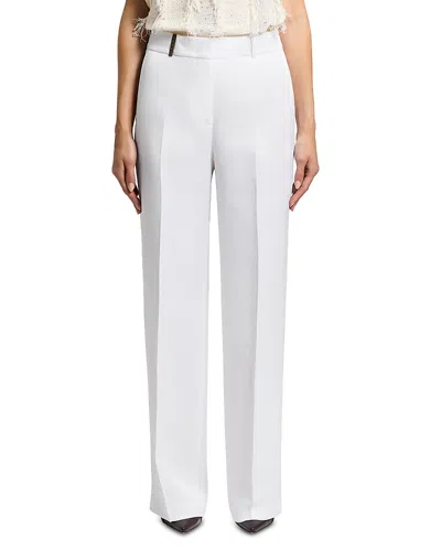 Peserico High Waist Linen Wide Leg Trousers In White
