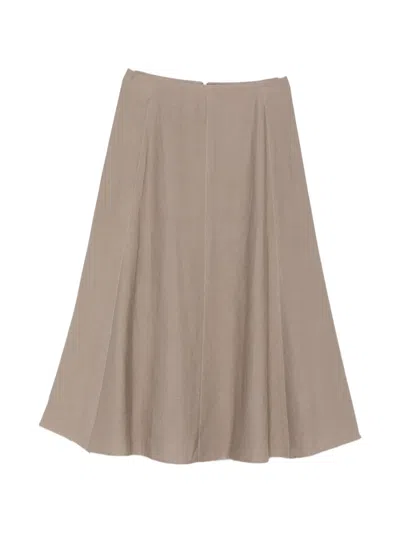 Peserico Panelled A-line Midi Skirt In Brown