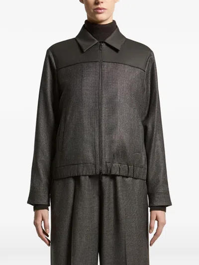 Peserico Panelled Elasticated-hem Jacket In Gray