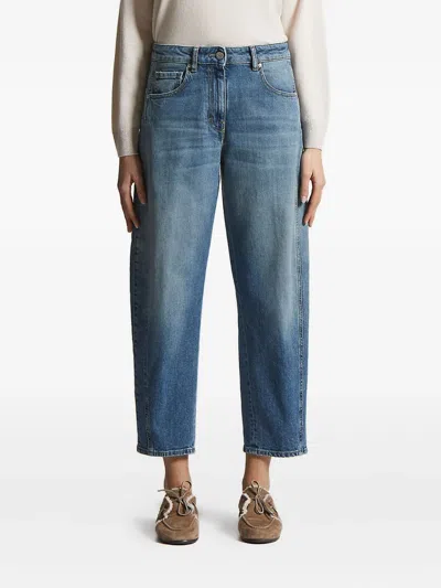 Peserico Panelled Five-pocket Denim Jeans In Blue