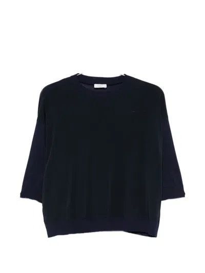 Peserico Panelled Knitted Top In Blue