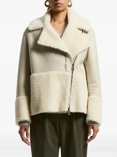 Peserico Panelled Shearling Jacket In White