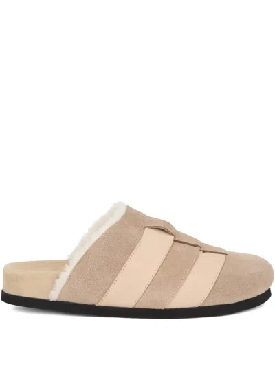 Peserico Panelled Suede Slipper In Neutral