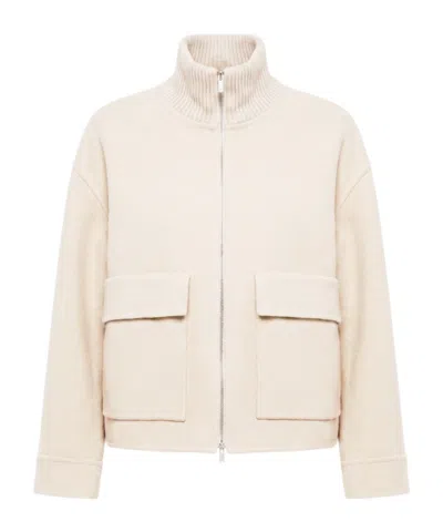Peserico Panelled Zip-up Jacket In White