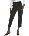 Peserico Flax Blend Chinos Pants With Cuffs In Black