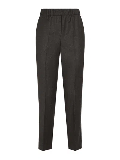 Peserico Straight-leg Trousers With Elastic Waistband In Brown