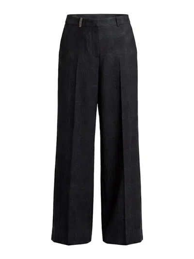 Peserico Woman Pants In Stretch Wool Blend Check Flannel With Lurex In Yellow