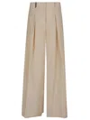 Peserico Wide-leg Trousers With Pleats In Soft Fabric In Neutral