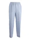 Peserico Elastic Waist Casual Pants In Blue