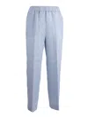 Peserico Elastic Waist Casual Pants In Blue