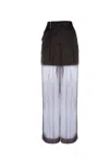 Peserico High Waist Wide Leg Trousers With Sheer Overlay In Black