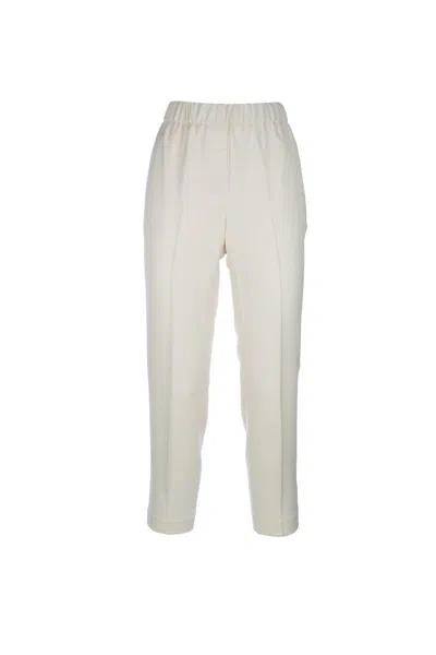 Peserico Elastic-waist Straight Trousers In White