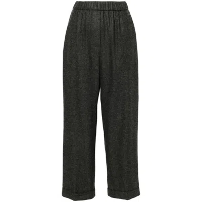 Peserico Turn-up Straight-leg Trousers In Grey