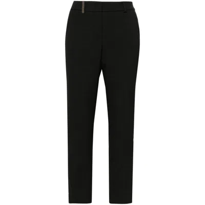 Peserico Wool-blend Cropped Trousers In Black