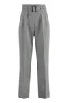 Peserico Pinstripe Belted Trousers In Gray