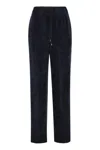 Peserico Carrot Trousers With Velvet Lace In Navy