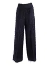 Peserico Wide-leg Trousers In Textured Fuzzy Fabric In Black