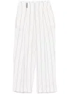 Peserico Pinstriped Linen Straight Trousers In Blue