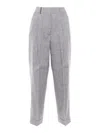 Peserico Cropped Grey Trousers With Tailored Silhouette In Blue
