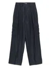 Peserico Wide-leg Relaxed-fit Pants With Cargo Pockets In Blue