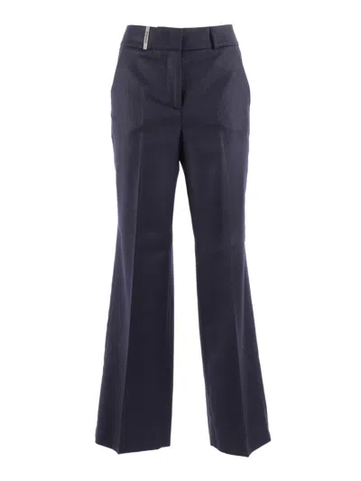 Peserico Tailored Blue Wide-leg Trousers With Subtle Shimmer