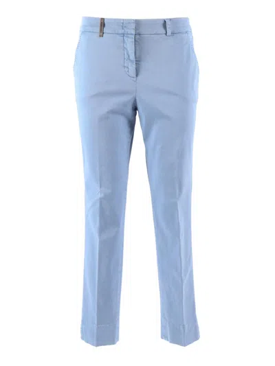 Peserico Stretch-cotton Trousers In Blue