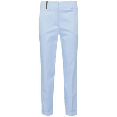 Peserico Cropped Tailored Trousers In Blue