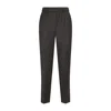 Peserico Straight-leg Brown Virgin Wool Pants With Lurex Details In Black