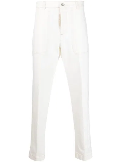 Peserico Straight-leg Stretch-cotton Trousers In White