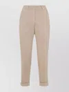 Peserico Beige Stretch Cotton Pants With Turn-up Hems In Neutral