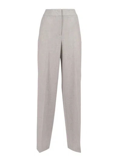 Peserico Tailored Straight-leg Trousers With Textured Finish In Gray