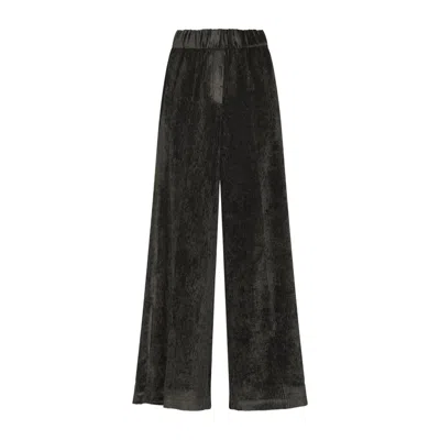 Peserico Velvet Trousers Elastic Waistband In Black