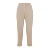 Peserico Beige Stretch Cotton Pants With Turn-up Hems In Neutral