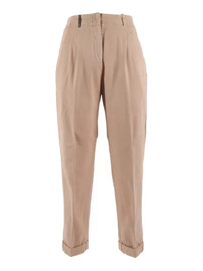 Peserico Pleated Cuffed Trousers In Neutral