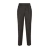 Peserico Straight-leg Brown Virgin Wool Pants With Lurex Details In Black