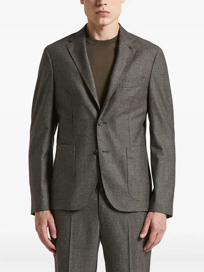 Peserico Patch-pocket Two-button Blazer In Gray