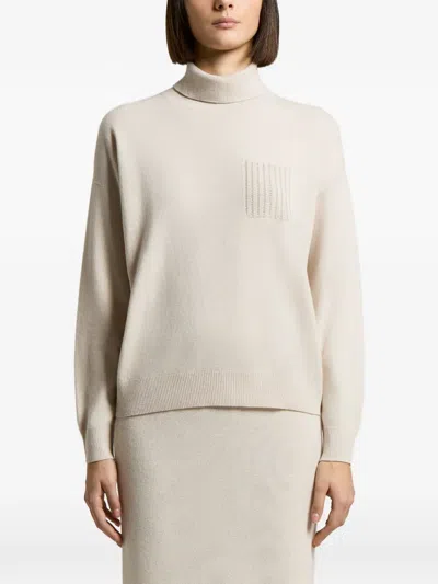 Peserico Patch-pocket Roll-neck Jumper In Neutral