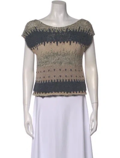 Pre-owned Peserico Patterned Bateau Neckline Top In Multi