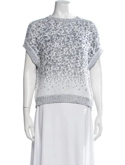 Pre-owned Peserico Patterned Crew Neck Sweater In White