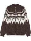 Peserico Sweater With Geometric Pattern In Brown