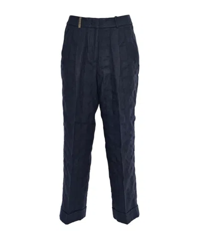 Peserico Patterned Trousers In Blue