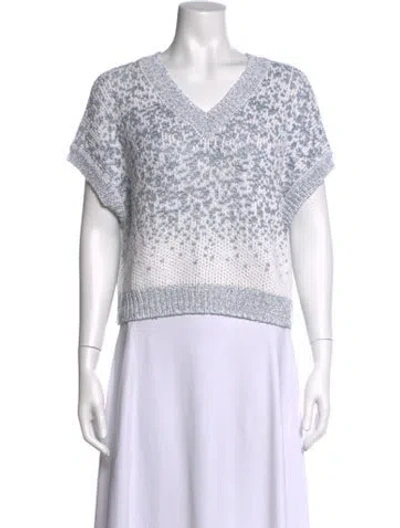 Pre-owned Peserico Patterned V-neck Sweater In White
