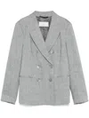 Peserico Double-breasted Tailored Jacket With Classic Lapel In Grey
