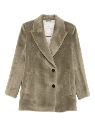 Peserico Peak-lapels Coat In Green