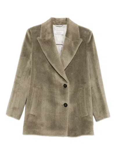 Peserico Peak-lapel Alpaca-wool Coat In Brown